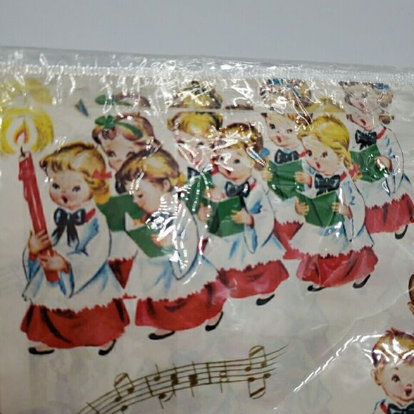 Vintage MCM Christmas Gift Wrapping Paper Wrap Children Carolers Choir Ben Mont - Picture 9 of 10